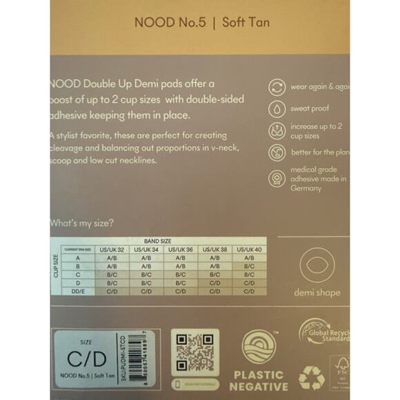 NOOD Double Up Demi Push Up Pads NIB Soft Tan C/D - Picture 8 of 9